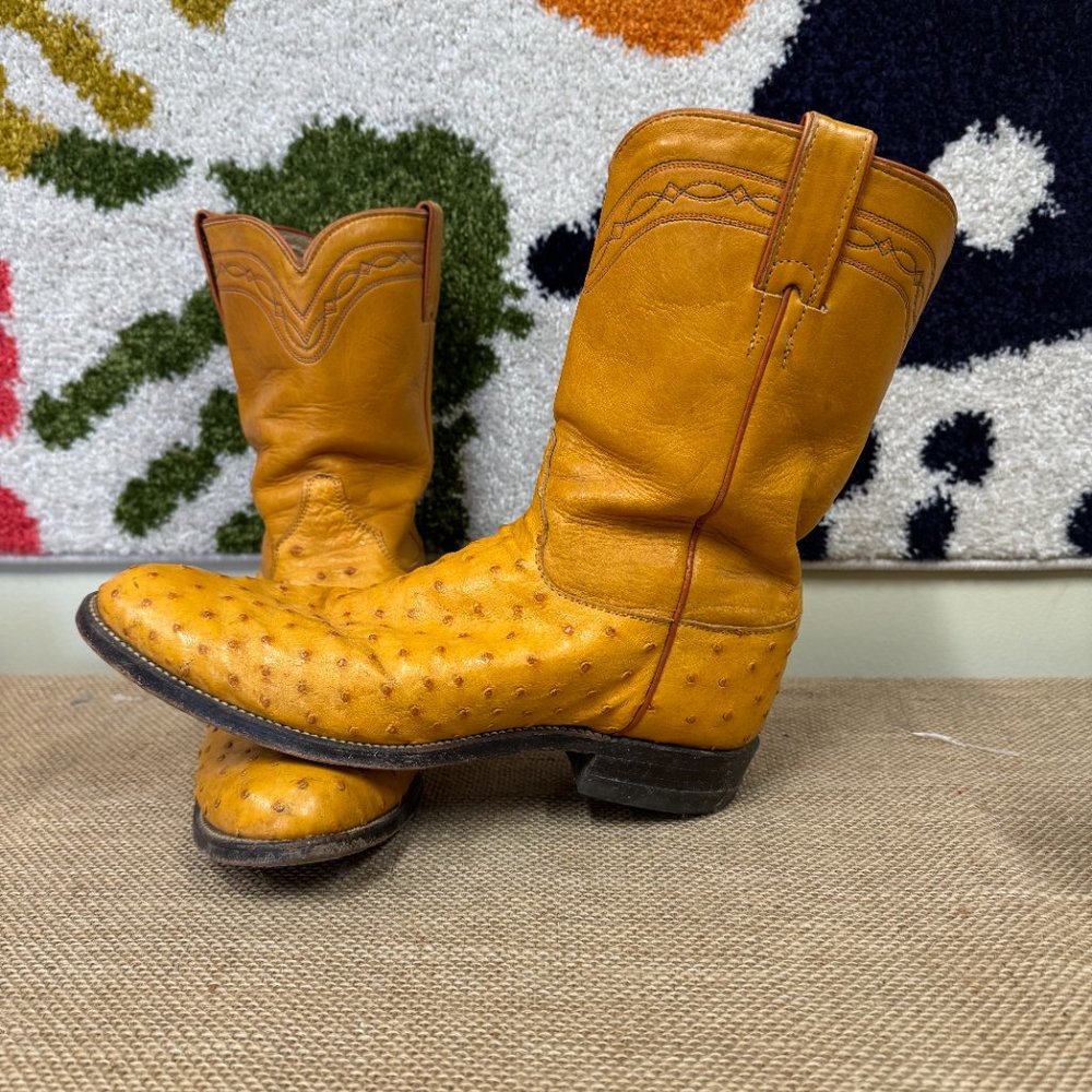 Justin Men's (3104) Roper Antique Saddle Full Quill Ostrich Boots